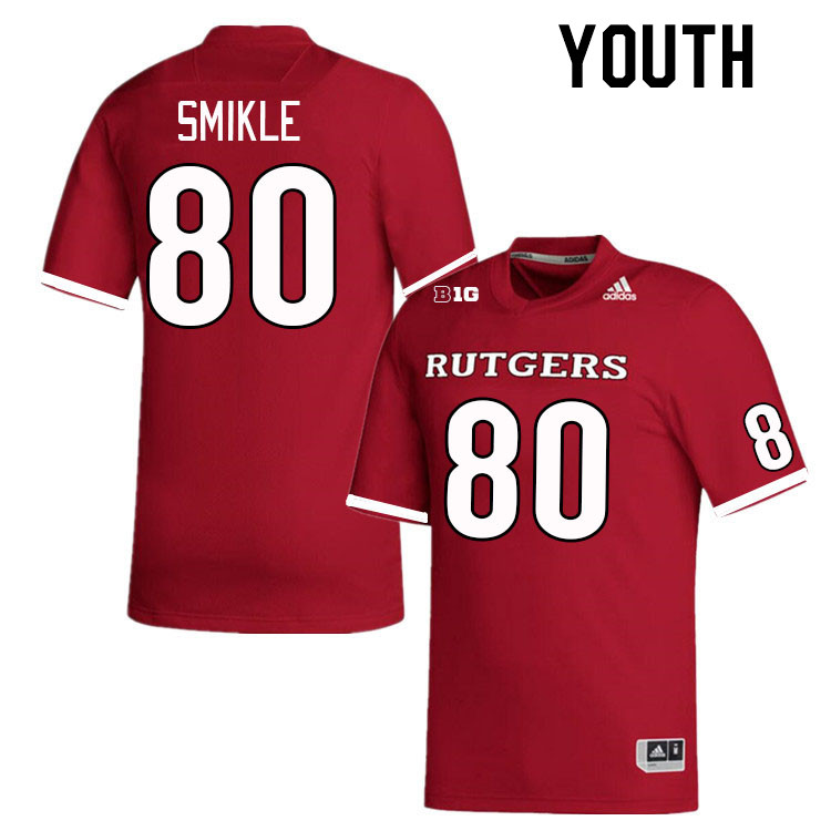 Youth #80 Jordan Smikle Rutgers Scarlet Knights College Football Jerseys Stitched Sale-Scarlet